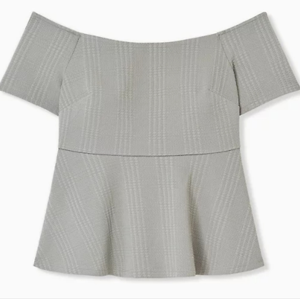 Torrid sage green off the shoulder peplum style top